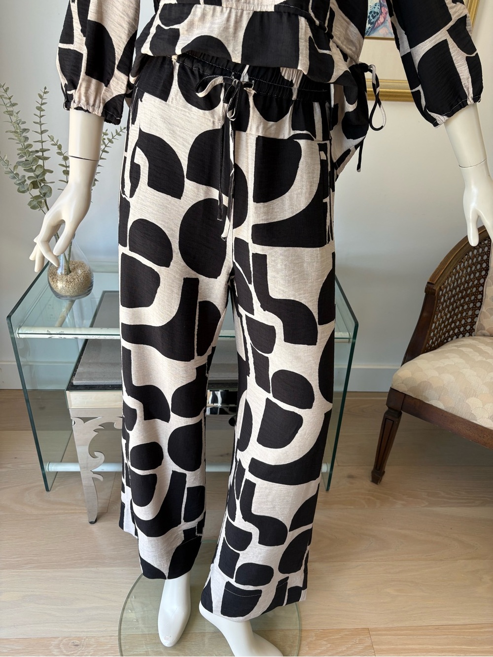 Inwear Woven High-Rise Wide Leg Pants in Black & Cream